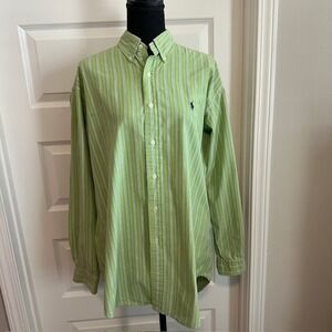 Ralph‎ Lauren Blake Striped Button Down Shirt Men's Size Medium Green Cotton